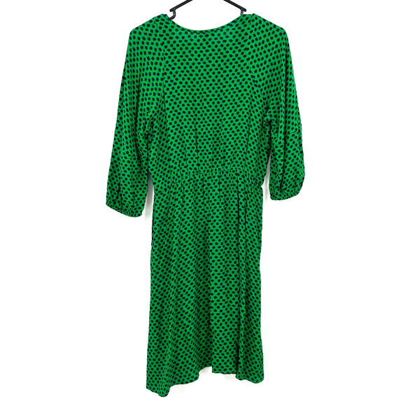 Banana Republic size XS green blue long sleeve dress fitted elastic waist - Picture 2 of 5